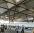 苏州火车站的月台上，两排支撑柱撑起了一片菱形空间网架体系。　钟升摄 - 新浪江苏