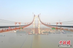 五峰山长江特大桥704根主缆索股架设完成。 - 江苏新闻网