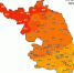 图为5日的江苏实时气温图，以象征高温的橙红色为主。江苏省气象部门 供图 - 江苏新闻网