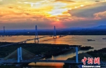 夕阳下一座座横跨长江的巍峨大桥。　泱波 摄 - 江苏新闻网