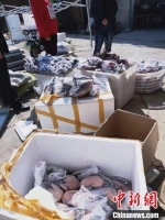 在这家冰库里，警方清点出数箱野鸭死体。(志愿者供图) - 江苏新闻网