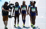 里约奥运会，美国女子接力队掉棒申诉重跑成功。 图/Osports - 新浪江苏