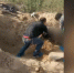 民警将老人从墓穴中抬出。 视频截图 - 新浪江苏