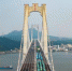 6月30日，五峰山长江大桥南北公路接线开通。当天，航拍中的五峰山长江大桥在蓝天白云的映衬下蔚为壮观。　泱波　摄 - 江苏新闻网