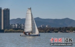 帆船在湖中乘风破浪。赛事主办方供图 - 江苏新闻网