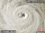 图为台风“卡努”的卫星云图合成图，其台风眼区清晰，周围云系紧密，结构对称。中央气象台 供图 - 江苏新闻网